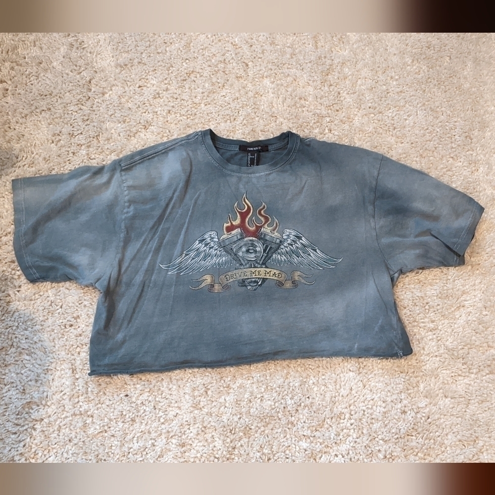 Forever 21 Crop Top Tee Short Sleeve Drive Me Mad Medium
